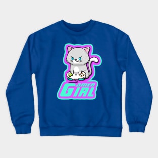 Gamer Girl Cat Crewneck Sweatshirt